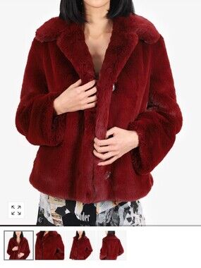 Burberry Burgundy Faux Fur Cropped Jacket